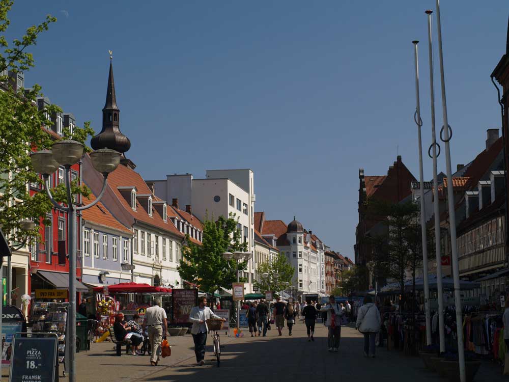 Pedestrian street in Horsens - Denmark's widest pedestrian street with lots of activities and opportunities for shopping