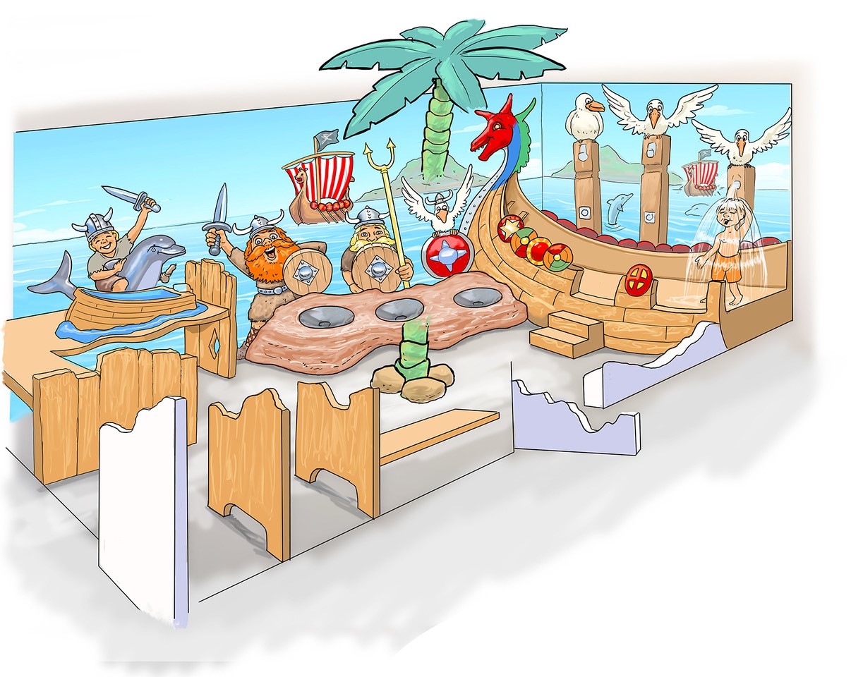 drawing of the layout of the new children's section at Horsens City Camping